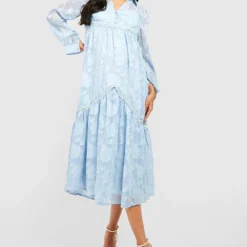 Maternité - Robe De Grossesse Babydoll Fleurie -Pas Cher Vêtue Diva Magasin gzz21840 blue xl 2