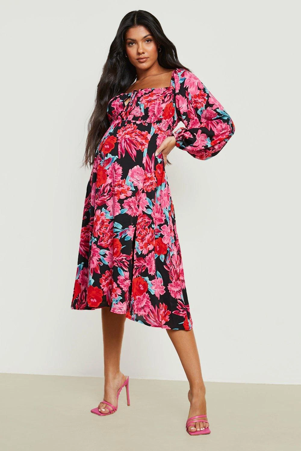BOOHOO Maternité - Robe De Grossesse Patineuse à Col Carré Et Imprimé Fleuri 3 BOOHOO Maternité - Robe De Grossesse Patineuse à Col Carré Et Imprimé Fleuri