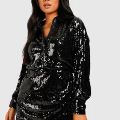 Petite - Robe Chemise Pailletée