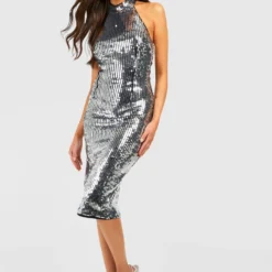 Robe Mi-longue Dos Nu à Paillettes -Pas Cher Vêtue Diva Magasin gzz22679 silver xl 2 scaled