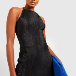 Tall - Robe Longue Fendue Plissée -Pas Cher Vêtue Diva Magasin gzz23430 black xl 3