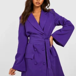 Robe Blazer Nouée à Manches évasées