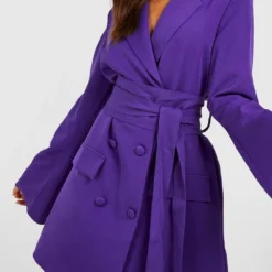 Robe Blazer Nouée à Manches évasées -Pas Cher Vêtue Diva Magasin gzz23934 purple xl 3