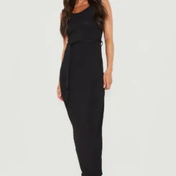 Petite - Robe à Col Rond Et Ceinture 8 Petite - Robe à Col Rond Et Ceinture -Pas Cher Vêtue Diva Magasin gzz24018 black xl 2