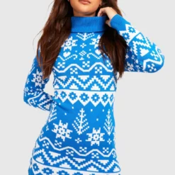 Petite - Robe Pull De Noël Imprimée à Col Roulé