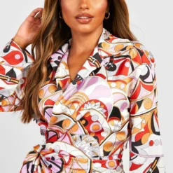 Robe Chemise Asymétrique à Imprimé Abstrait -Pas Cher Vêtue Diva Magasin gzz24304 lilac xl 2