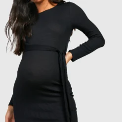 BOOHOO Maternité - Robe De Grossesse Nouée Côtelée -Pas Cher Vêtue Diva Magasin gzz24635 black xl 3 scaled