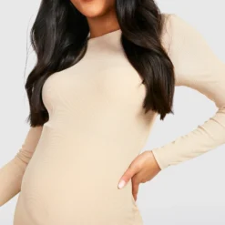 Maternité - Robe De Grossesse Fendue à Manches Longues -Pas Cher Vêtue Diva Magasin gzz24636 stone xl 3 scaled