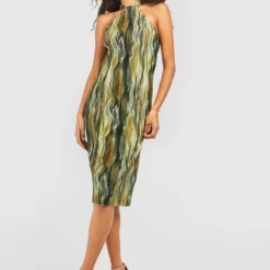 Robe Mi-longue Tie Dye Dos Nu -Pas Cher Vêtue Diva Magasin gzz24743 khaki xl 2