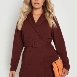Grande Taille - Robe Blazer à Volants Et Ceinture
