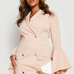 Grande Taille - Robe Blazer à Manches évasées -Pas Cher Vêtue Diva Magasin gzz24825 stone xl 3