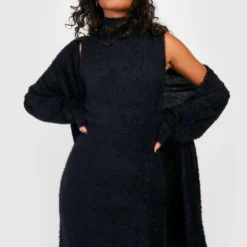 Robe Courte En Maille Douce à Col Roulé -Pas Cher Vêtue Diva Magasin gzz24870 black xl 3 scaled