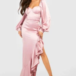 Robe Corset Satinée à Volants