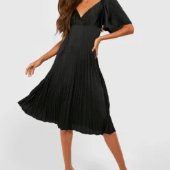 Robe Mi-longue Plissée à Manches Larges