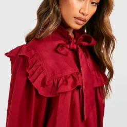 Robe Babydoll à Volants Et Nœud Lavallière -Pas Cher Vêtue Diva Magasin gzz25476 wine xl 3