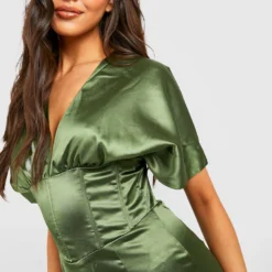 Robe Corset Satinée -Pas Cher Vêtue Diva Magasin gzz25488 olive xl 3