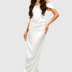 Robe Corset Satinée Drapée 8 Robe Corset Satinée Drapée -Pas Cher Vêtue Diva Magasin gzz25605 white xl 2 scaled