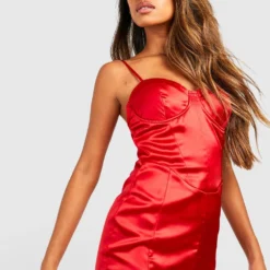 Robe Corset Satinée -Pas Cher Vêtue Diva Magasin gzz25727 red xl 2