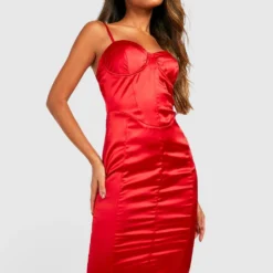 Robe Corset Satinée -Pas Cher Vêtue Diva Magasin gzz25727 red xl 3
