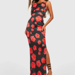 Robe Asymétrique Longue à Imprimé Floral
