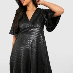 Maternité - Robe De Grossesse Pailletée -Pas Cher Vêtue Diva Magasin gzz26024 black xl 2