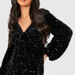 Maternité - Robe De Grossesse Pailletée Nouée -Pas Cher Vêtue Diva Magasin gzz26047 black xl 2 scaled