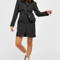 Robe Blazer à Rayures -Pas Cher Vêtue Diva Magasin gzz26078 black xl 2