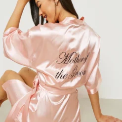 Robe De Chambre Satinée à Slogan