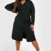 Grande Taille - Robe Portefeuille En Maille -Pas Cher Vêtue Diva Magasin gzz26653 black xl