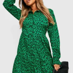 BOOHOO Grande Taille - Robe Chemise à Volants Et Imprimé Animal