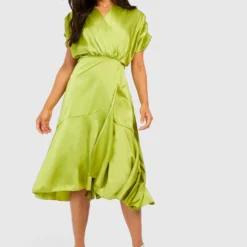 Petite - Robe Mi-longue Satinée à Volants -Pas Cher Vêtue Diva Magasin gzz27237 lime xl 2 scaled