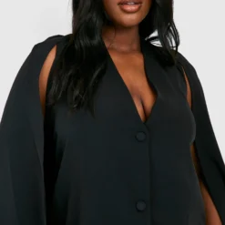 Grande Taille - Robe Blazer Cape -Pas Cher Vêtue Diva Magasin gzz27330 black xl 3 scaled