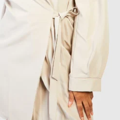 Grande Taille - Robe Blazer Nouée Plissée -Pas Cher Vêtue Diva Magasin gzz27334 stone xl 3