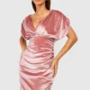 Robe Mi-longue Décolletée En Velours -Pas Cher Vêtue Diva Magasin gzz27553 bright20pink xl
