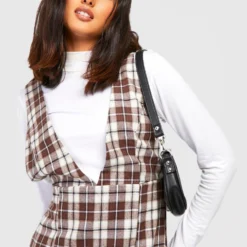 Robe Salopette Fendue à Carreaux -Pas Cher Vêtue Diva Magasin gzz27587 chocolate xl 3 scaled