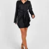 Robe Chemise Nouée Satinée -Pas Cher Vêtue Diva Magasin gzz27957 black xl