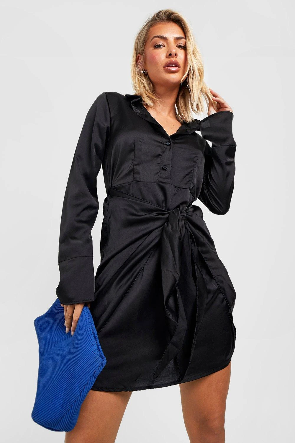 Robe Chemise Nouée Satinée 5 Robe Chemise Nouée Satinée – Image 3