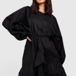 Robe Chemise En Coton -Pas Cher Vêtue Diva Magasin gzz27975 black xl 2