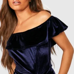 Robe Drapée Froncée En Velours -Pas Cher Vêtue Diva Magasin gzz28085 navy xl 3