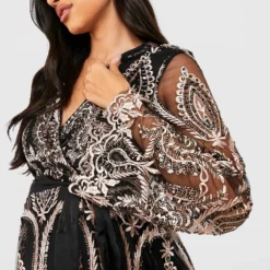 Maternité - Robe De Grossesse Portefeuille Pailletée -Pas Cher Vêtue Diva Magasin gzz28368 black xl 3