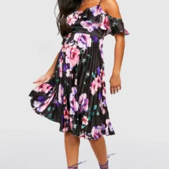 Maternité - Robe De Grossesse Plissée à Imprimé Floral -Pas Cher Vêtue Diva Magasin gzz28370 black xl 2 scaled
