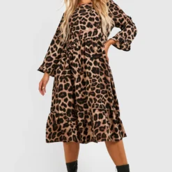 Grande Taille - Robe Babydoll Léopard -Pas Cher Vêtue Diva Magasin gzz28548 brown xl 2 scaled