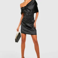 Robe Corset Satinée à Col Bateau -Pas Cher Vêtue Diva Magasin gzz28601 black xl 2