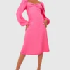 Tall - Robe Mi-longue à Col En Cœur Et Manches Bouffantes -Pas Cher Vêtue Diva Magasin gzz28908 hot20pink xl