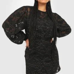 Grande Taille - Robe Patineuse Métallisée En Dentelle -Pas Cher Vêtue Diva Magasin gzz28943 black xl 2