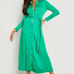 Robe Chemise Boutonnée à Ceinture -Pas Cher Vêtue Diva Magasin gzz28983 bottle20green xl 2