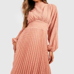 Robe Mi-longue à Col Montant -Pas Cher Vêtue Diva Magasin gzz29135 blush xl 2