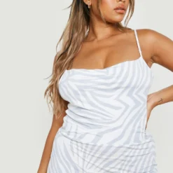 Grande Taille - Robe Longue Soyeuse à Col Bénitier Et Imprimé Zèbre -Pas Cher Vêtue Diva Magasin gzz29513 stone xl 3 scaled