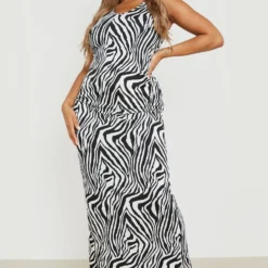 Grande Taille - Robe Longue à Col Rond Et Imprimé Zèbre -Pas Cher Vêtue Diva Magasin gzz29539 black xl 2 scaled