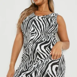 Grande Taille - Robe Longue à Col Rond Et Imprimé Zèbre -Pas Cher Vêtue Diva Magasin gzz29539 black xl 3 scaled